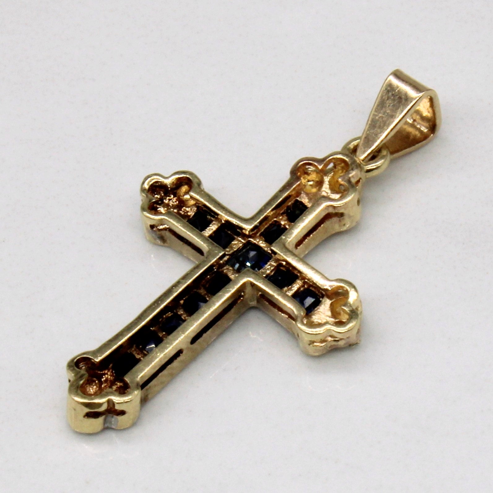Sapphire and Diamond Cross 10k Pendant | 0.75ctw, 0.028ctw |