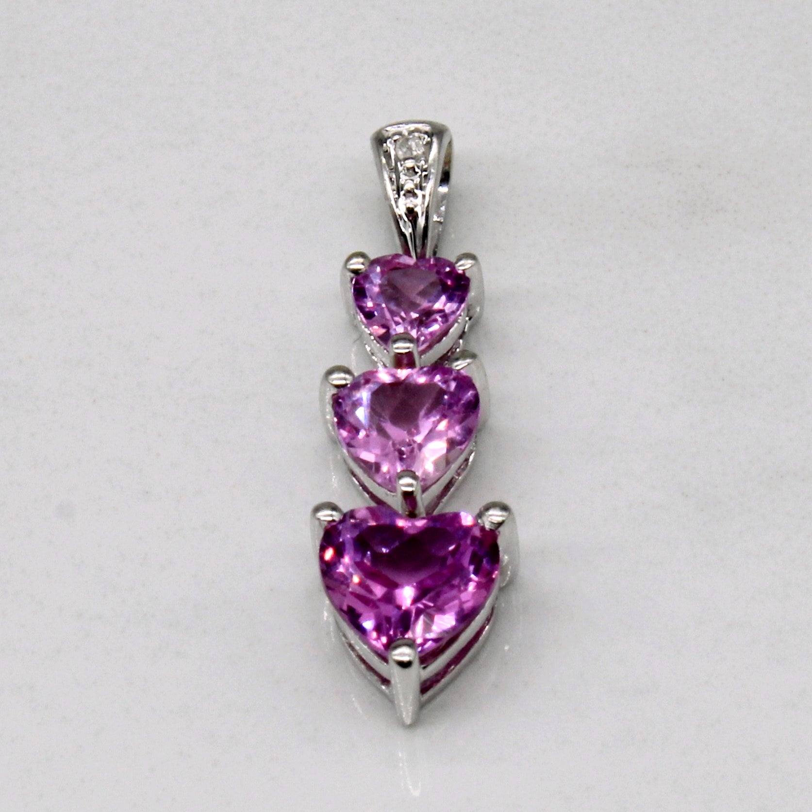 Synthetic Pink Sapphire & Natural Diamond 10k Pendant | 1.75ctw, 0.01ct |