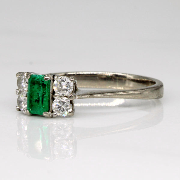 18k White Gold Emerald and Diamond Ring | 0.53ctw | SZ 6