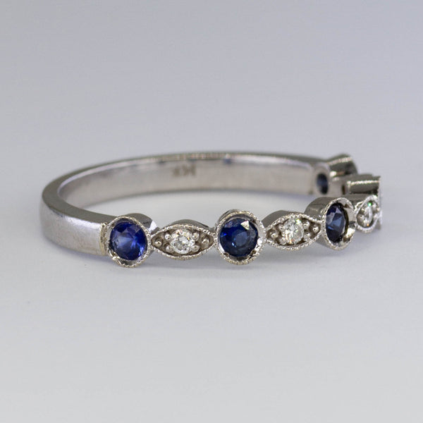 Alternating Diamond & Blue Sapphire Band | 0.05ctw, 0.35ctw | SZ 7.25 |