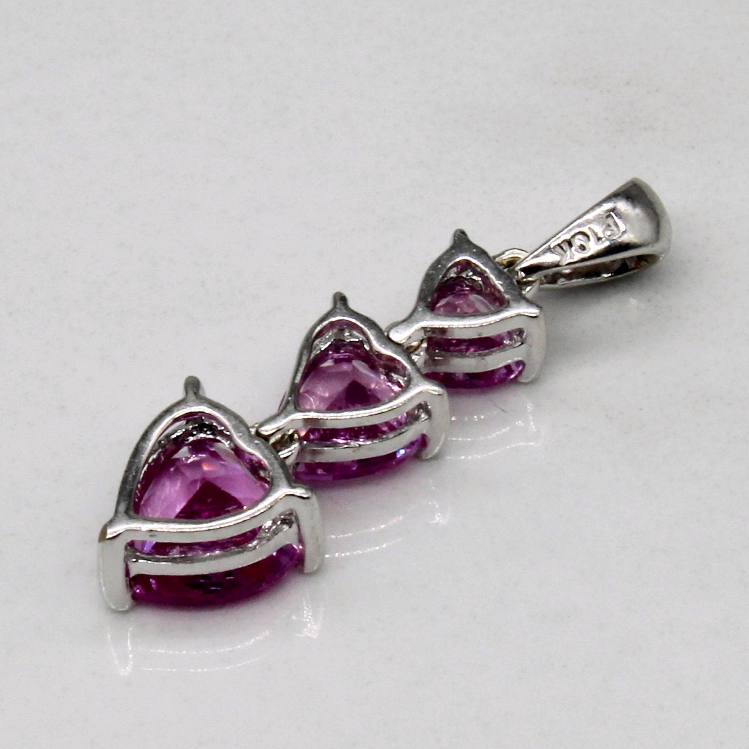 Synthetic Pink Sapphire & Natural Diamond 10k Pendant | 1.75ctw, 0.01ct |