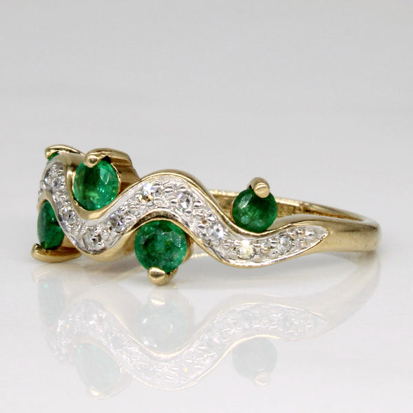 9k Hallmarked Emerald and Diamond Ring | 0.37ctw | SZ 6.5