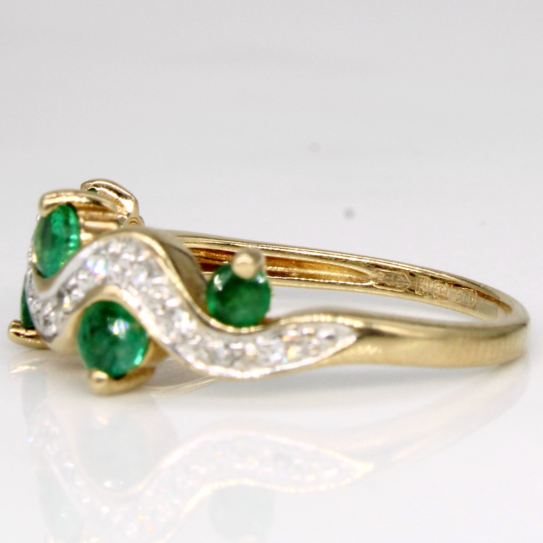 9k Hallmarked Emerald and Diamond Ring | 0.37ctw | SZ 6.5