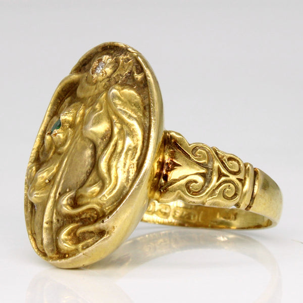 14k Yellow Gold Hallmarked Emerald Ring | 0.03ctw | SZ 7.5