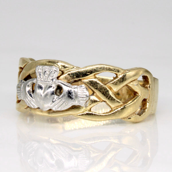 14k Yellow Gold Hallmarked Claddagh Knot Ring | SZ 9