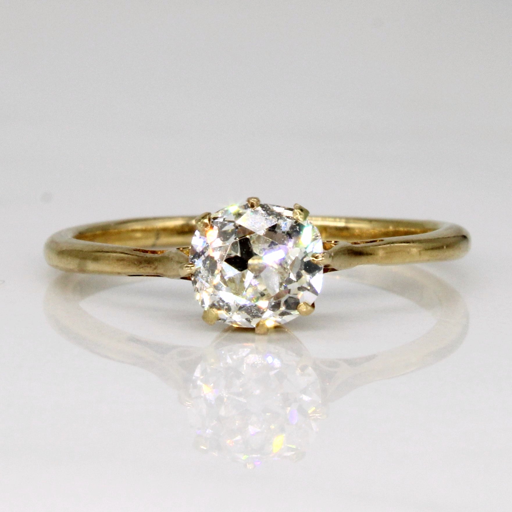 Solitaire Old Mine Diamond 18k Ring | 0.90ct | SZ 6.75 |