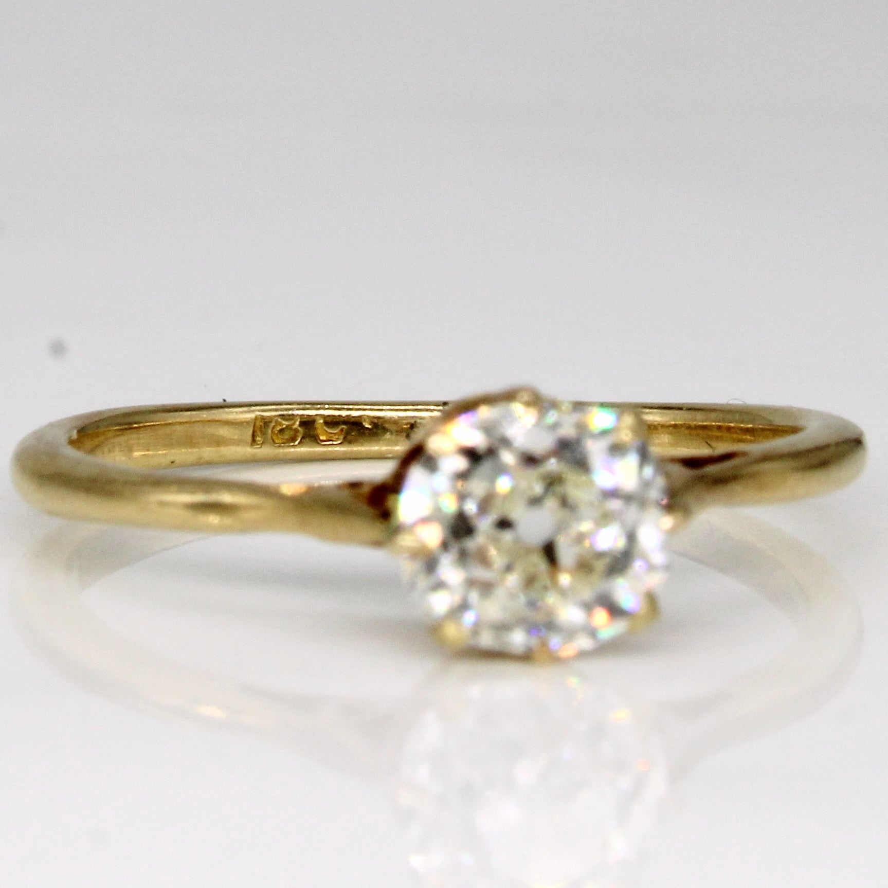Solitaire Old Mine Diamond 18k Ring | 0.90ct | SZ 6.75 |
