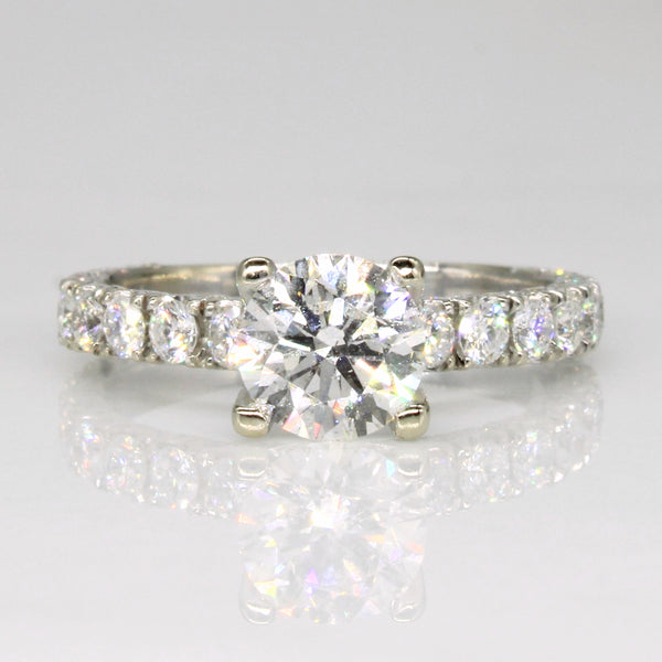 GIA Certified Solitaire with Accent Diamonds 18k Ring | 1.49ctw VS1 F EX | SZ 6.25 |