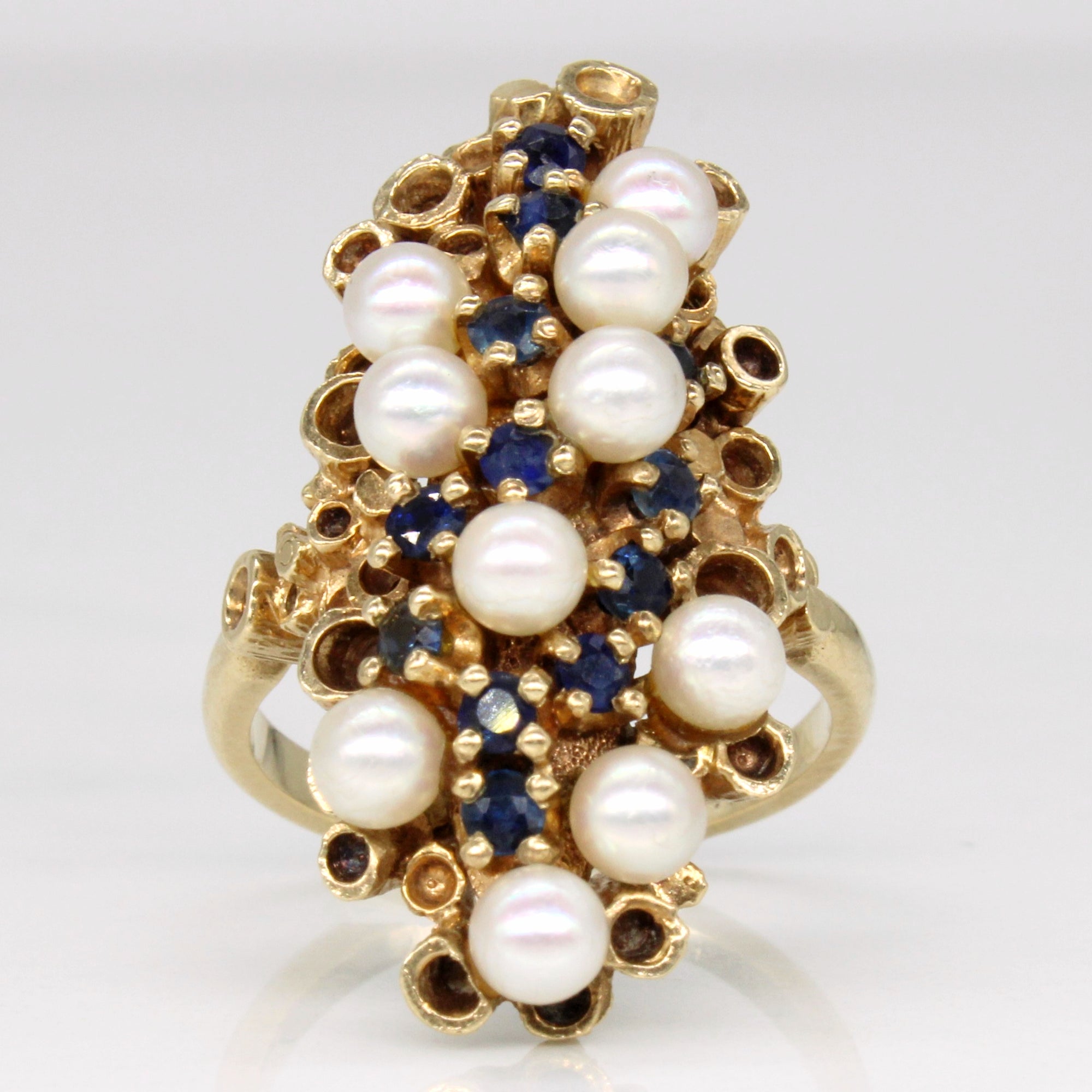 Sapphire & Pearl Cocktail Ring | 0.30ctw | SZ 5.75 |