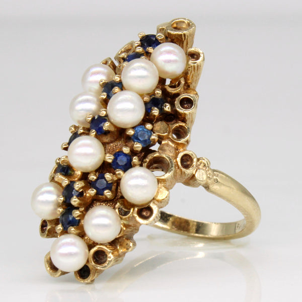 Sapphire & Pearl Cocktail Ring | 0.30ctw | SZ 5.75 |