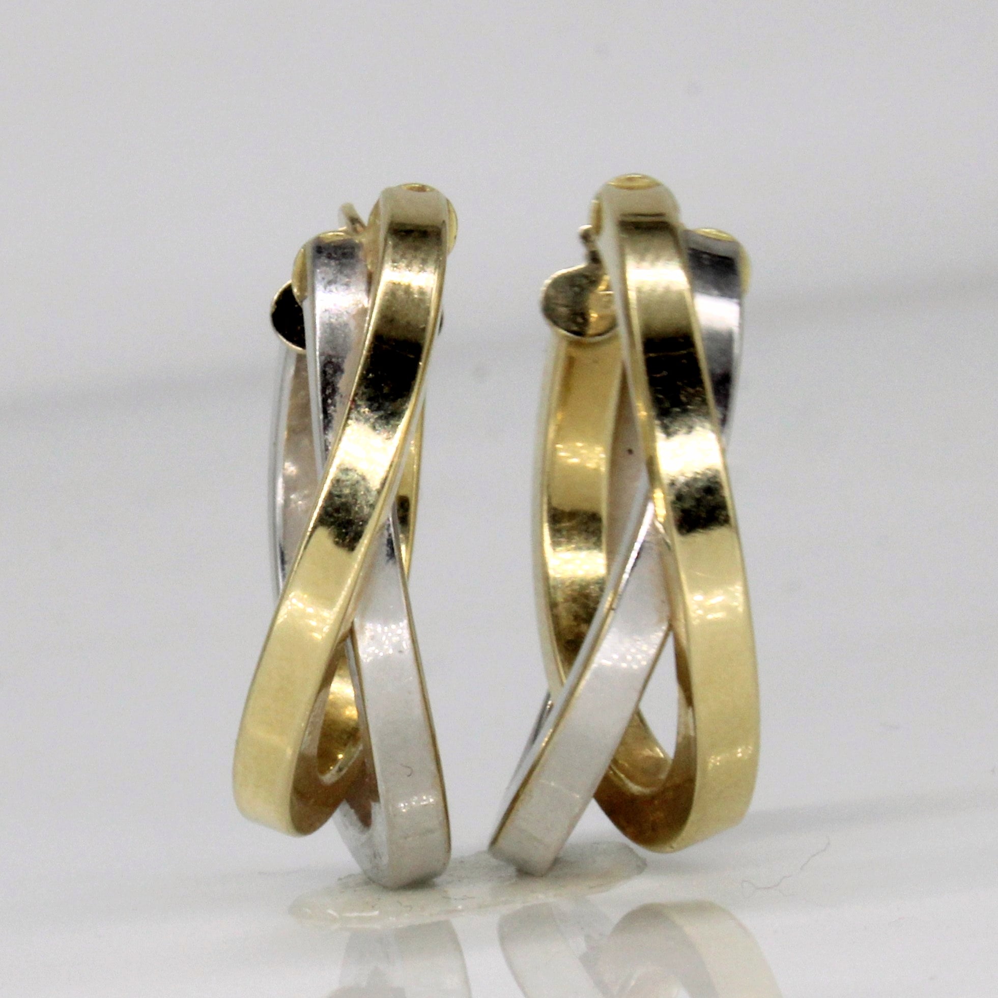 14k Two Tone Gold Hoop Earrings