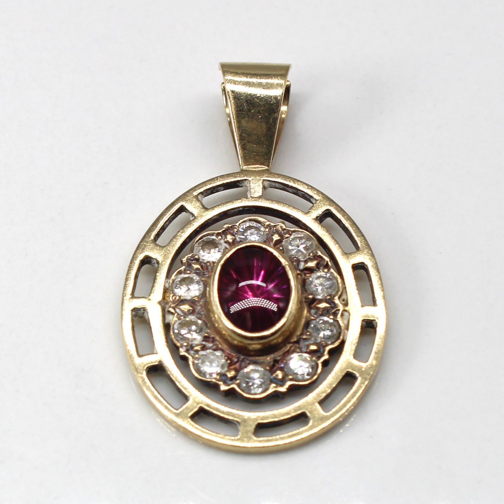 Bezel Set Synthetic Ruby & Diamond Pendant | 1.00ct | 0.30ctw |