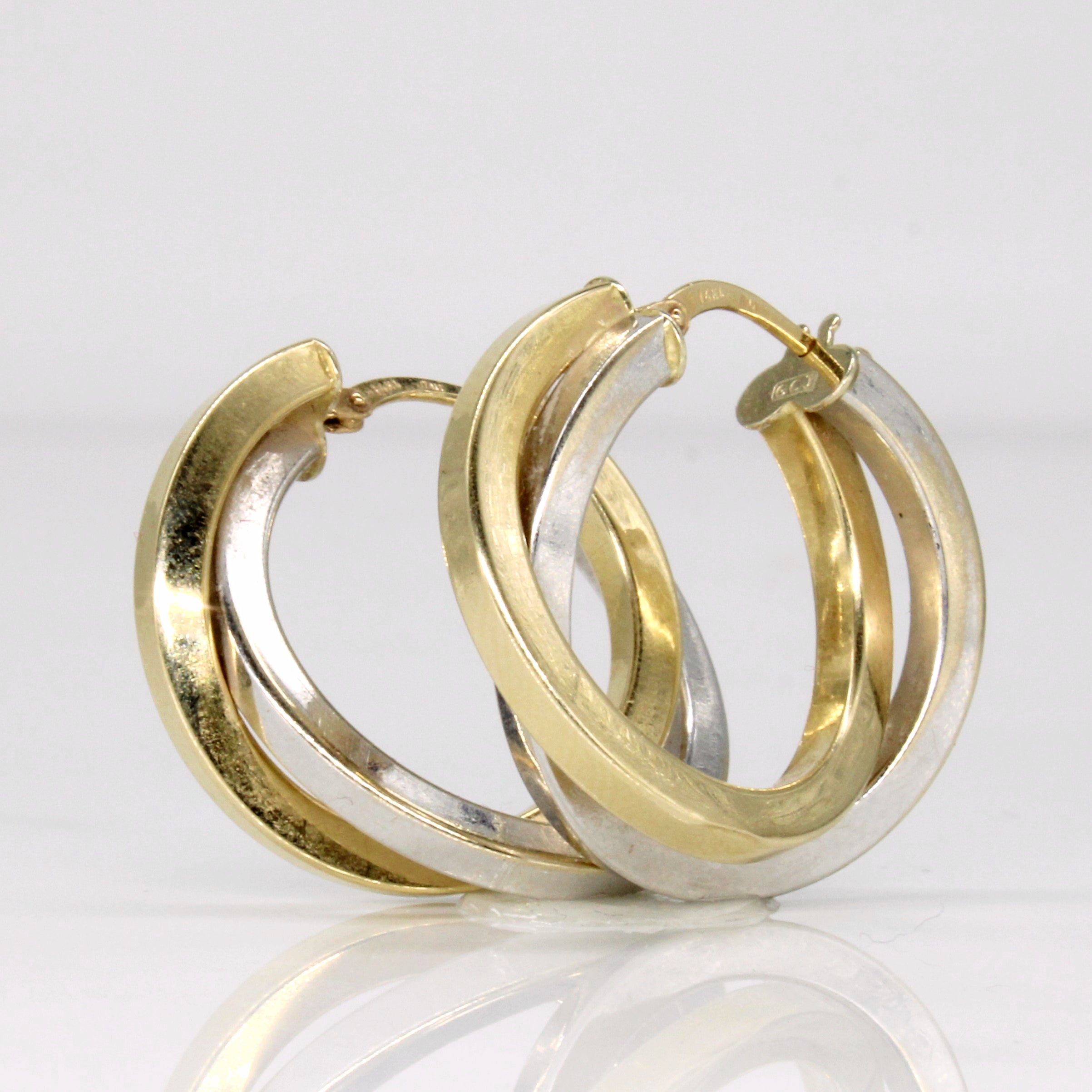 14k Two Tone Gold Hoop Earrings
