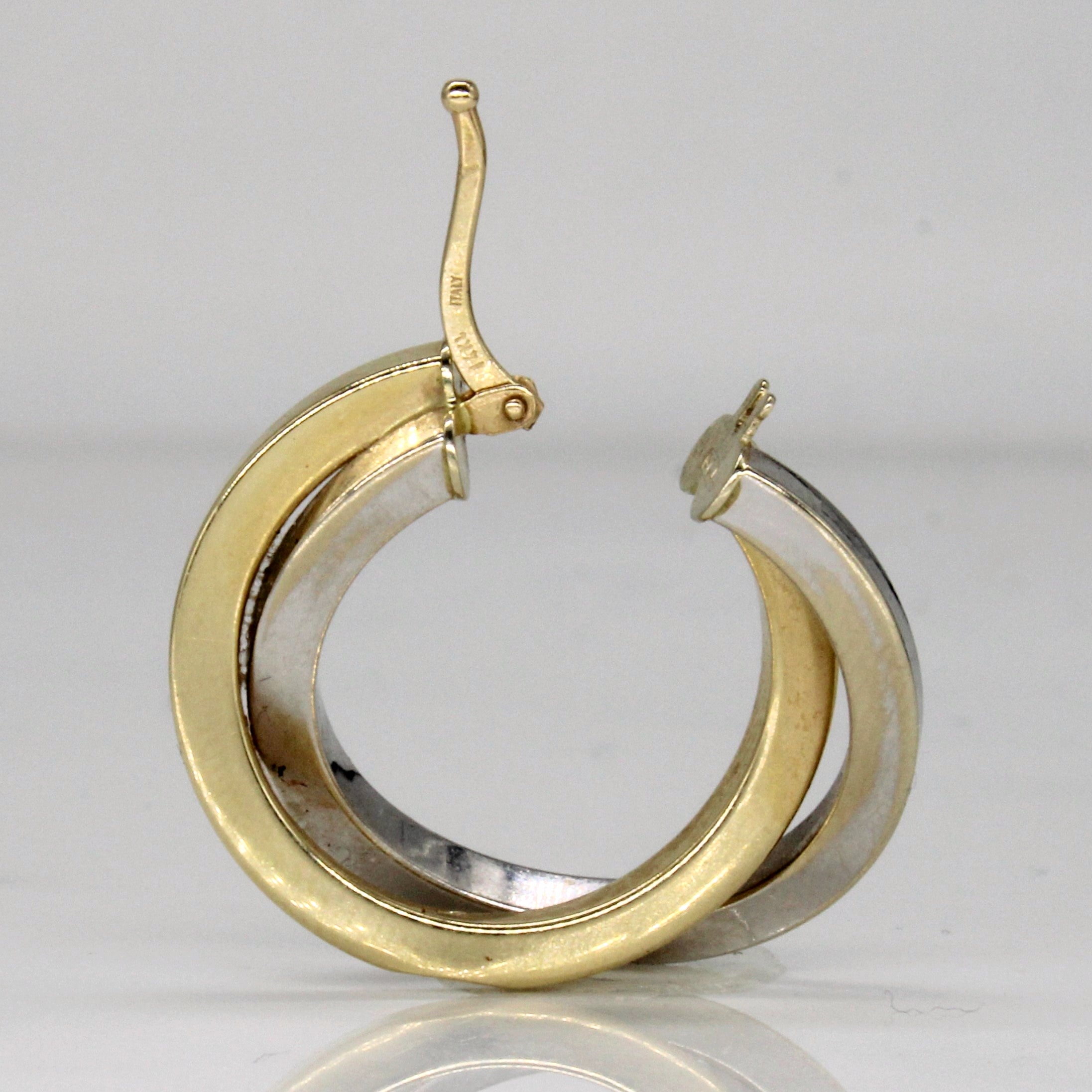 14k Two Tone Gold Hoop Earrings