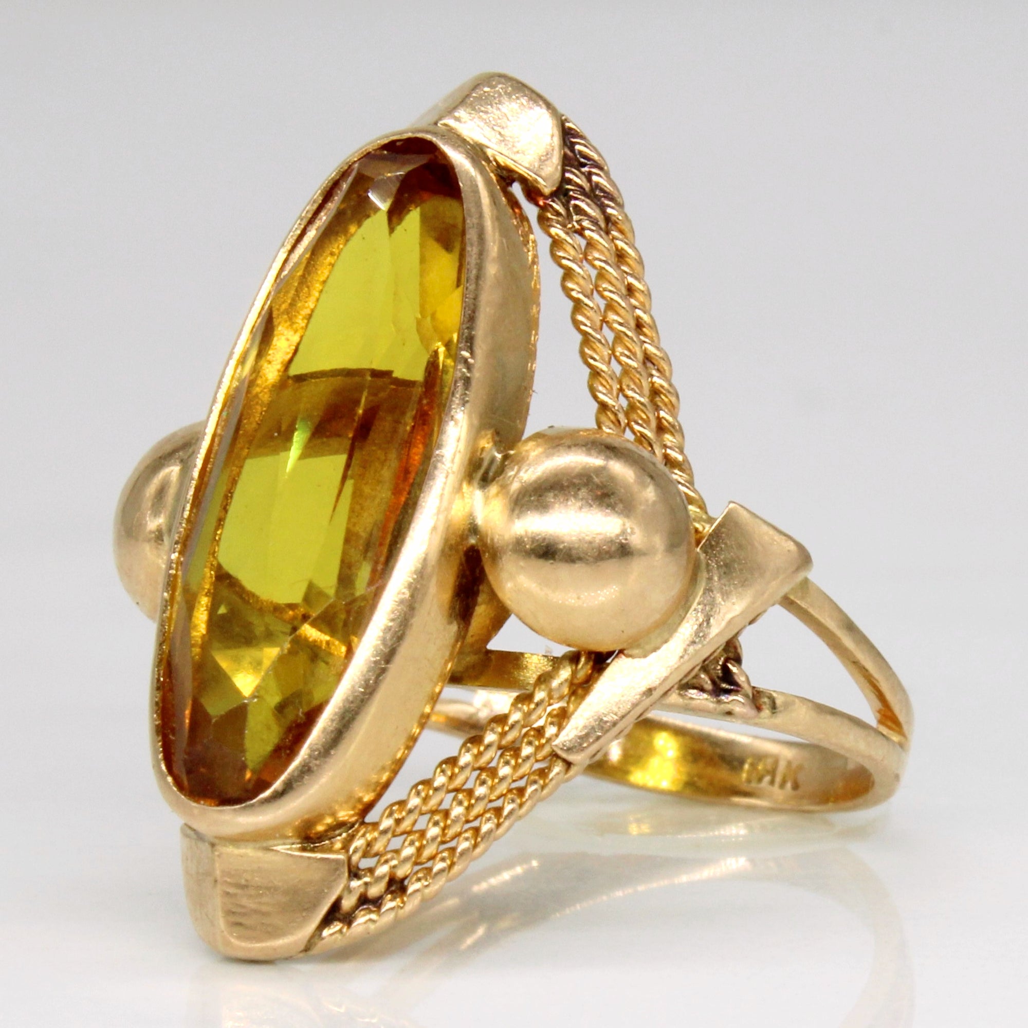 Synthetic Yellow Sapphire Cocktail Ring | 5.00ct | SZ 4.75 |