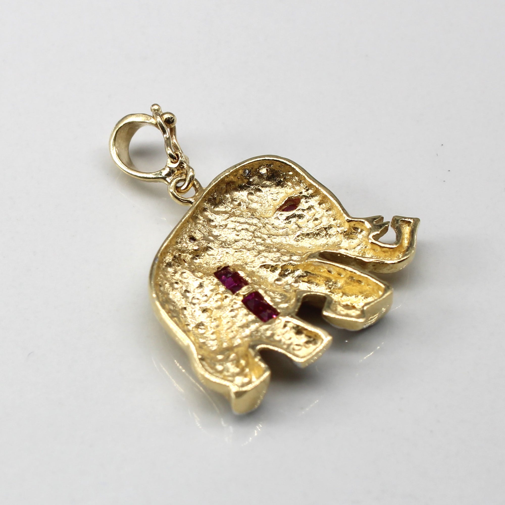 Ruby & Diamond Gold Elephant Pendant | 0.16ctw | 0.02ctw |