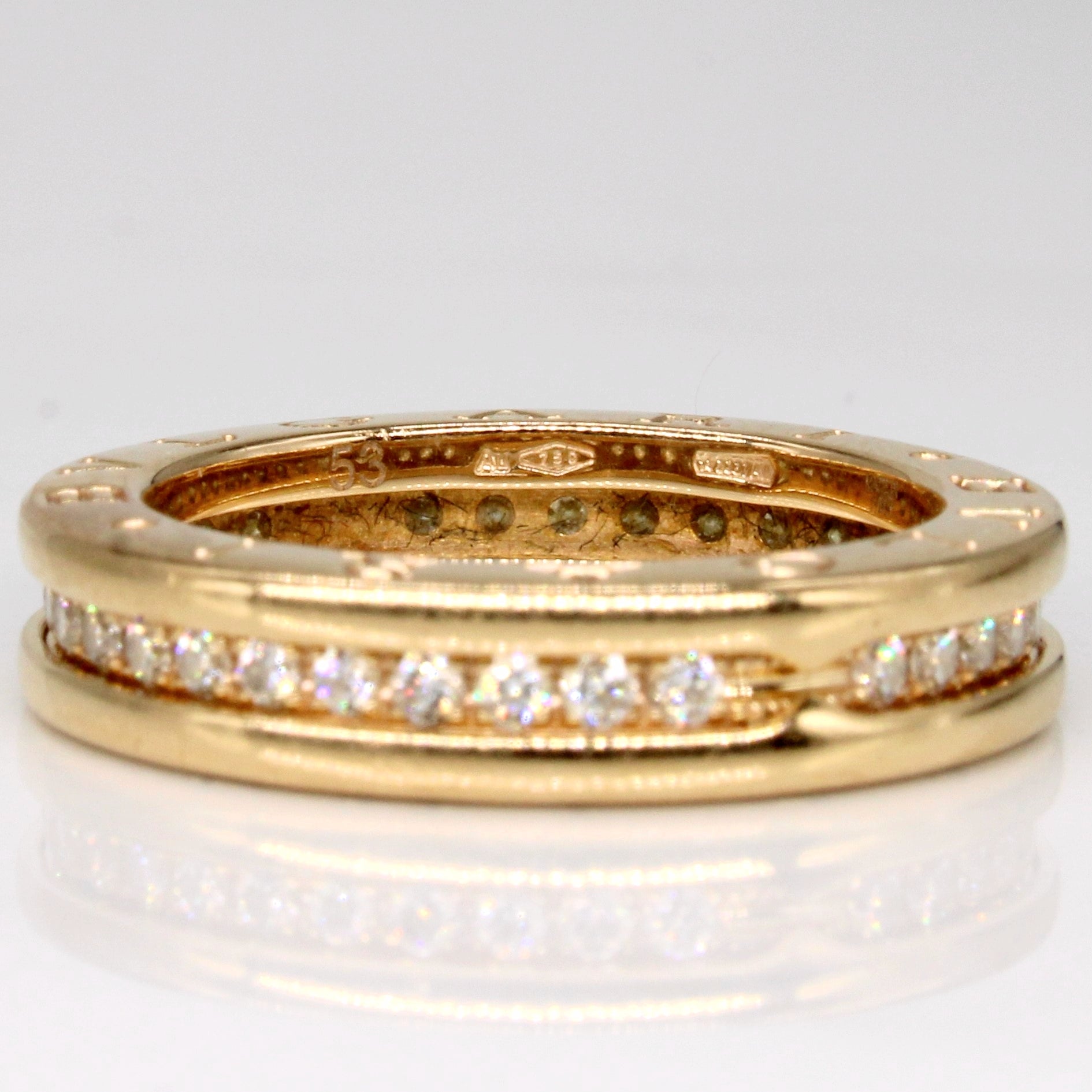 Bague B.zero1 One-Band en or rose 18 carats sertie de diamants 'BVLGARI' | Taille 6,5 | 