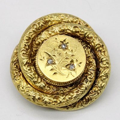 14k Yellow Gold Diamond Brooch | 0.02ctw |