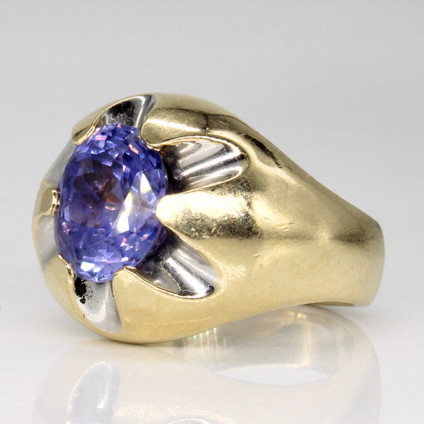 Purple Sapphire Two-Tone Belcher Set 14k Ring | 4.55ct | SZ 6.75 |