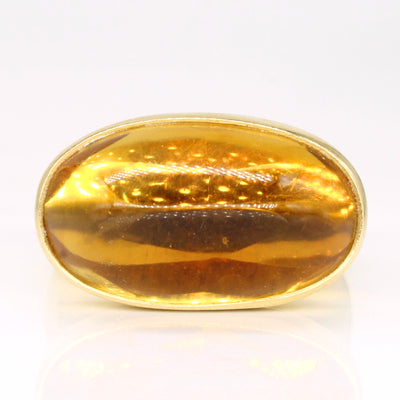 Cabochon Citrine Cocktail 18k Ring | 15.00ct | SZ 7 |