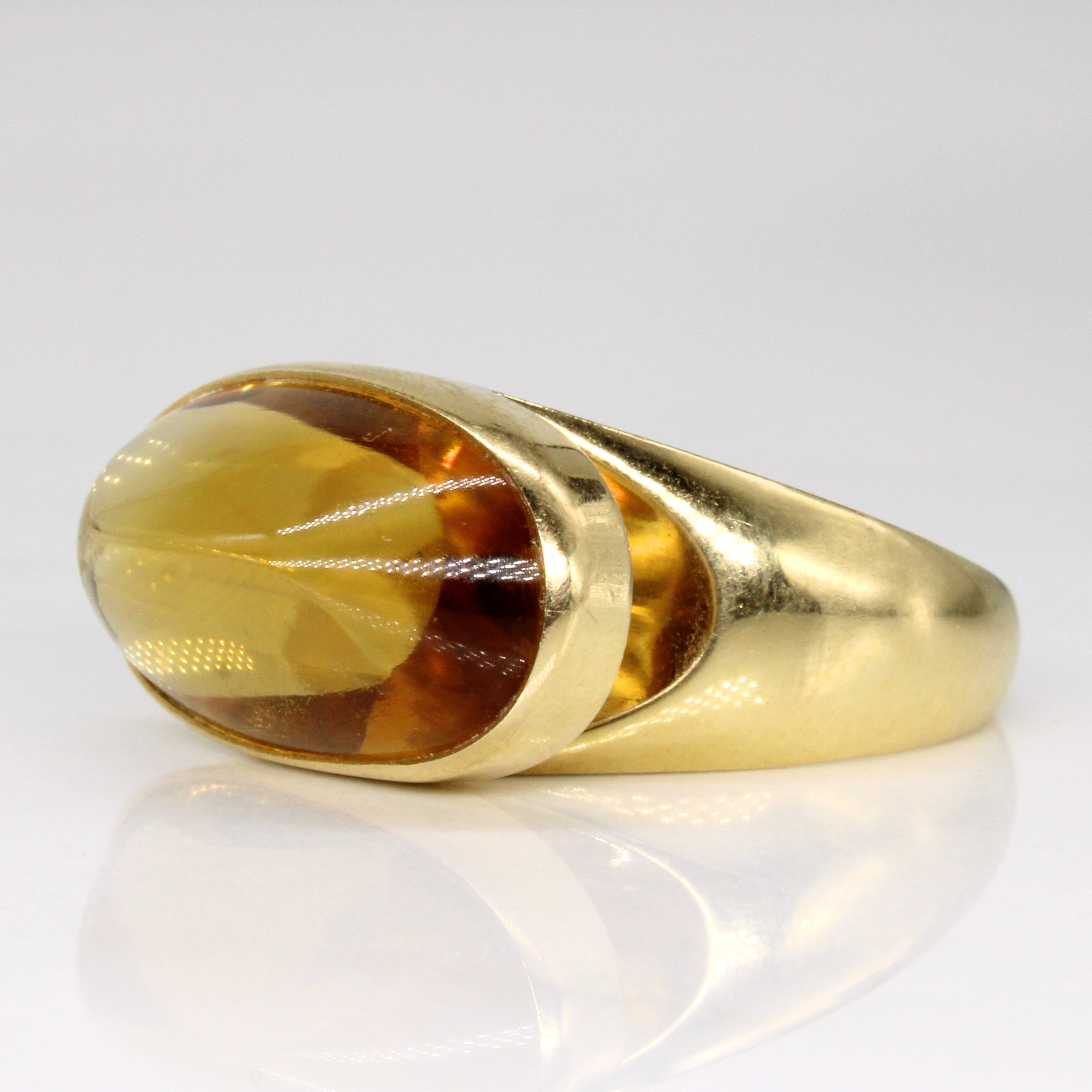 Cabochon Citrine Cocktail 18k Ring | 15.00ct | SZ 7 |