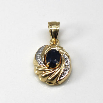 Sapphire & Diamond Swirl Gold Pendant | 0.50ct | 0.01ctw |