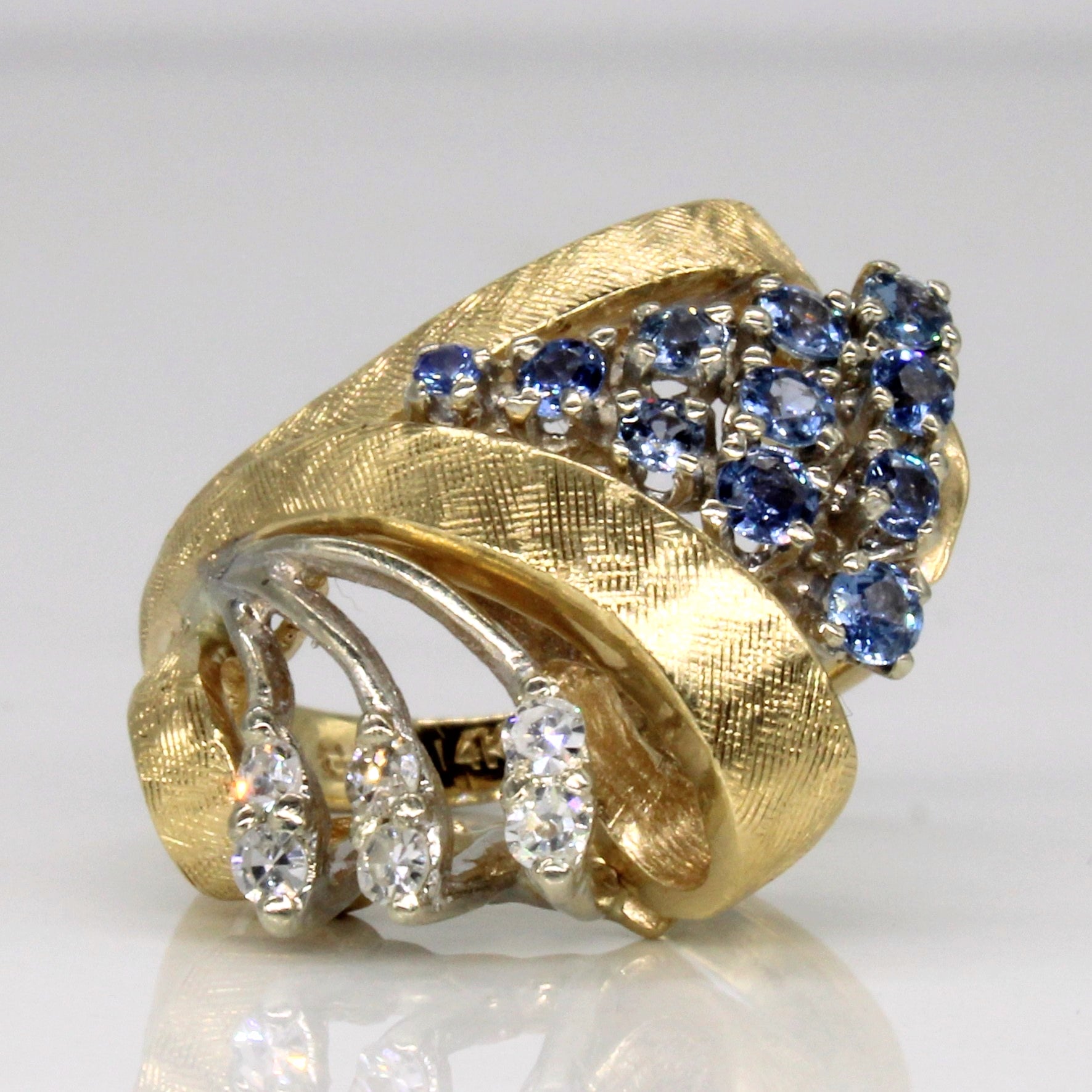 Sapphire & Diamond Abstract Cocktail Ring | 0.60ctw, 0.15ctw | SZ 6.5 |