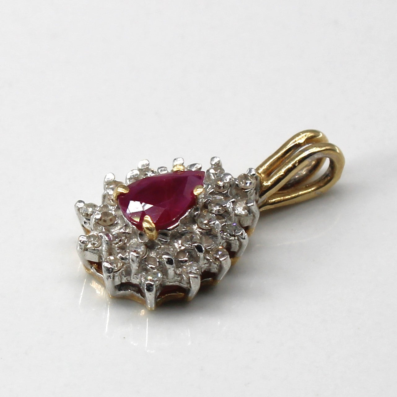 Ruby & Diamond Drop Pendant | 0.46ct |0.15ctw |