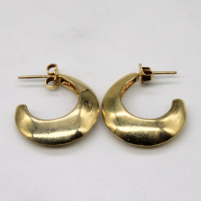 14k Yellow Gold Crescent Moon Earrings