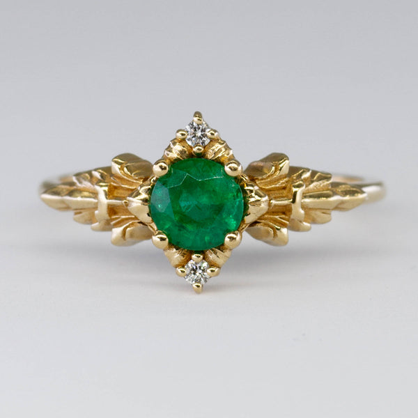 Emerald & Diamond Three Stone Ring | 0.50ct, 0.02ctw | SZ 6.75 |