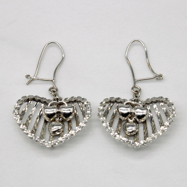 18k White Gold Heart Earrings