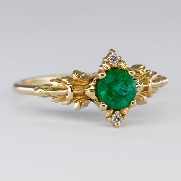 Emerald & Diamond Three Stone Ring | 0.50ct, 0.02ctw | SZ 6.75 |