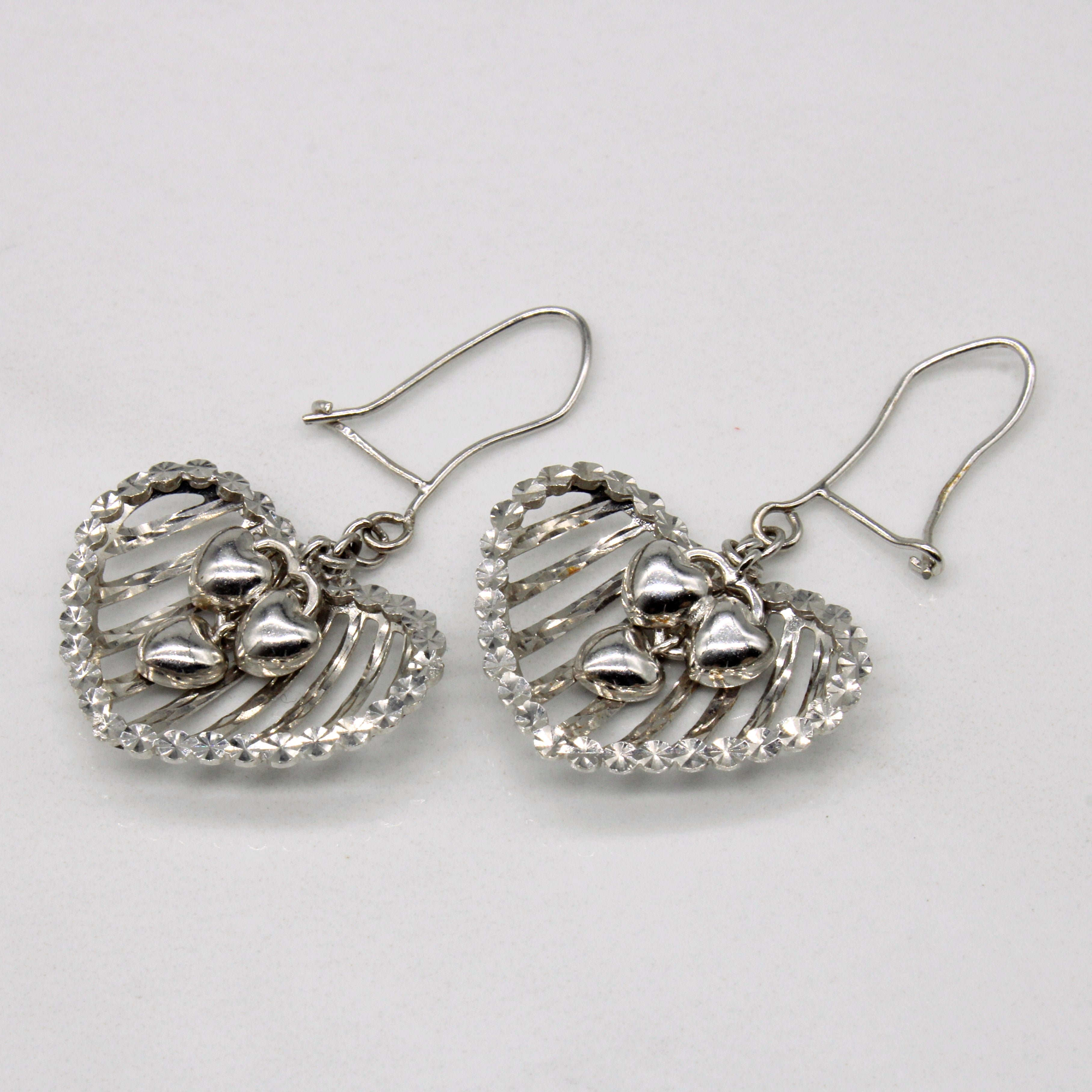 18k White Gold Heart Earrings