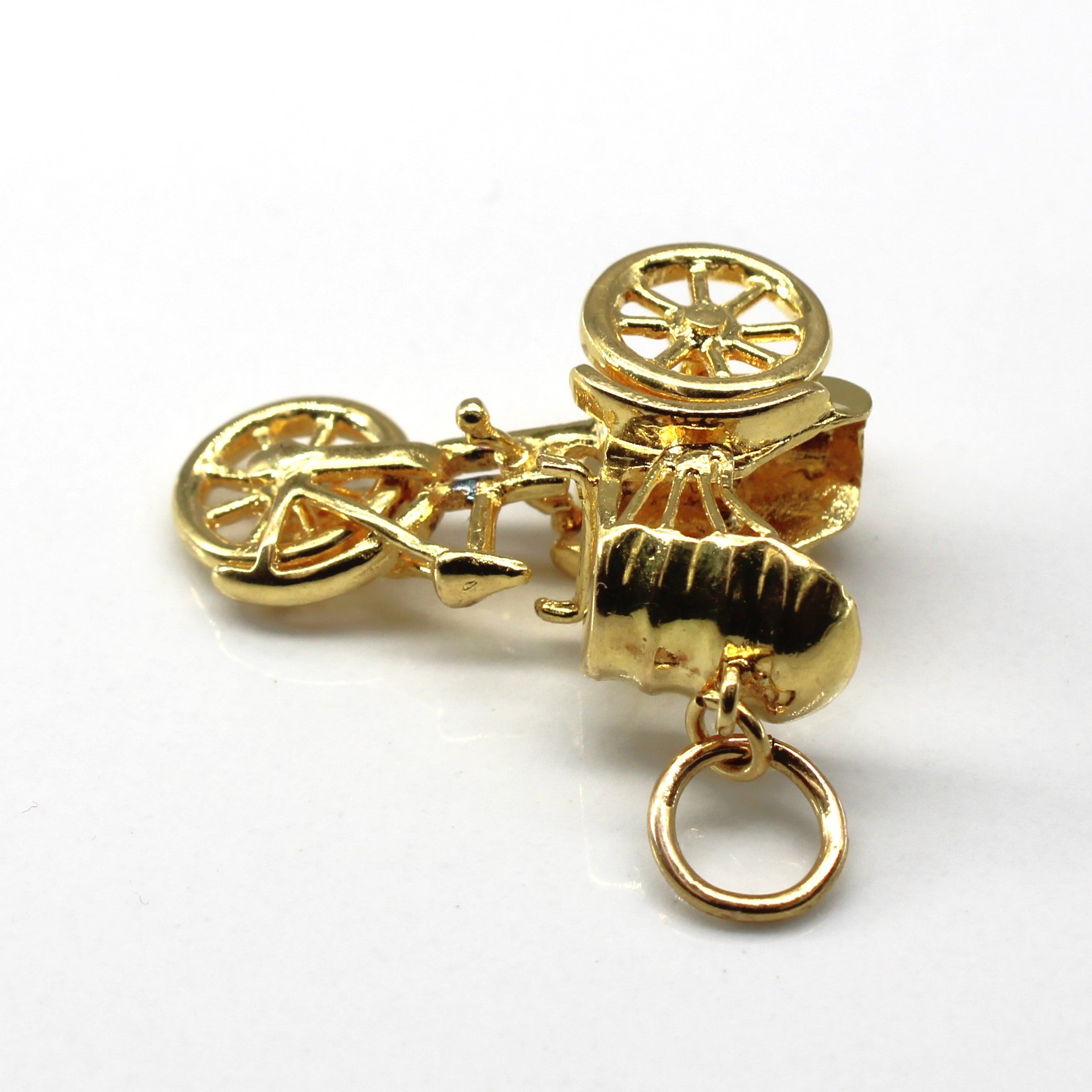 Yellow Gold Three Wheeled Cart Pendant