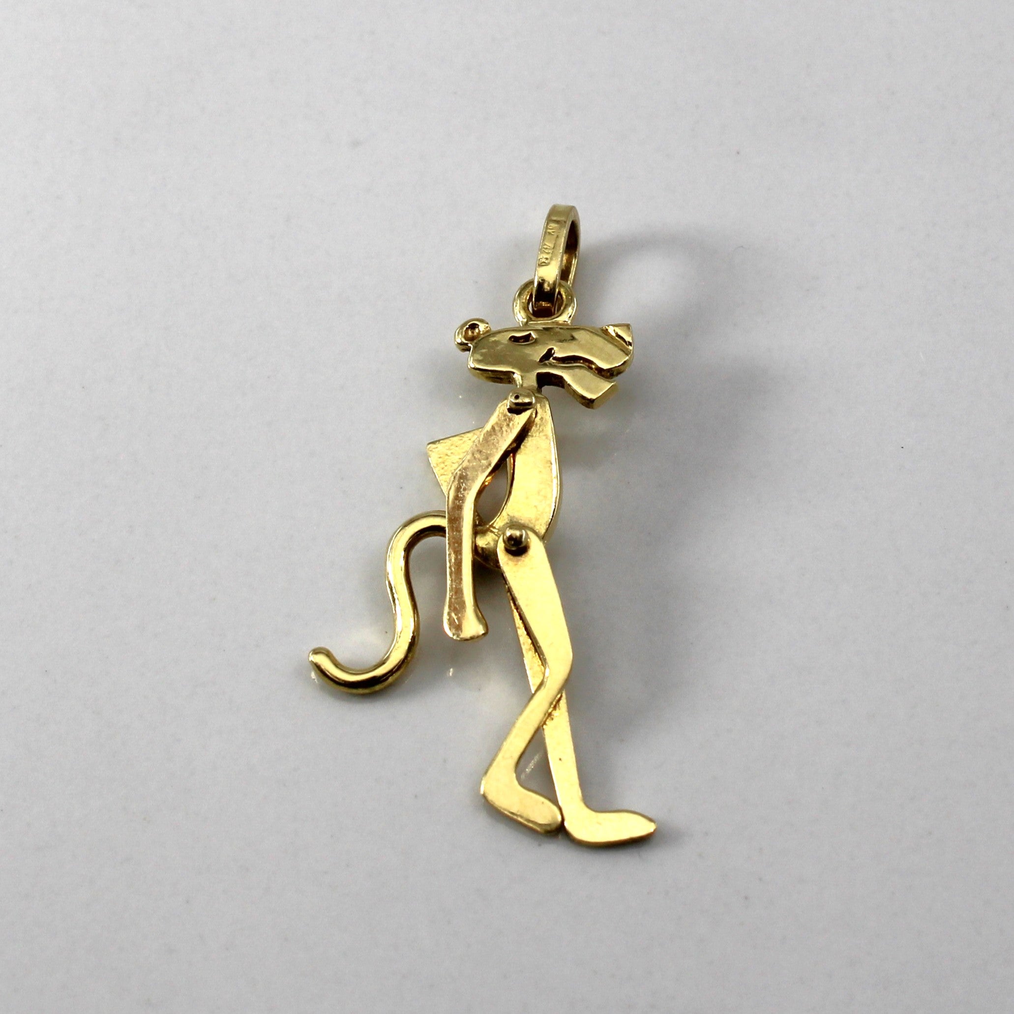 Yellow Gold Pink Panther Cartoon Pendant