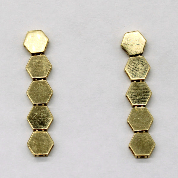 18k Yellow Gold Honeycomb Drop Earrings