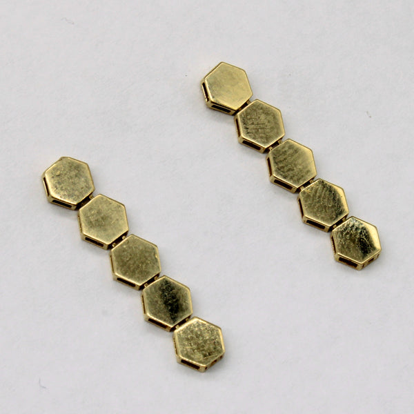 18k Yellow Gold Honeycomb Drop Earrings