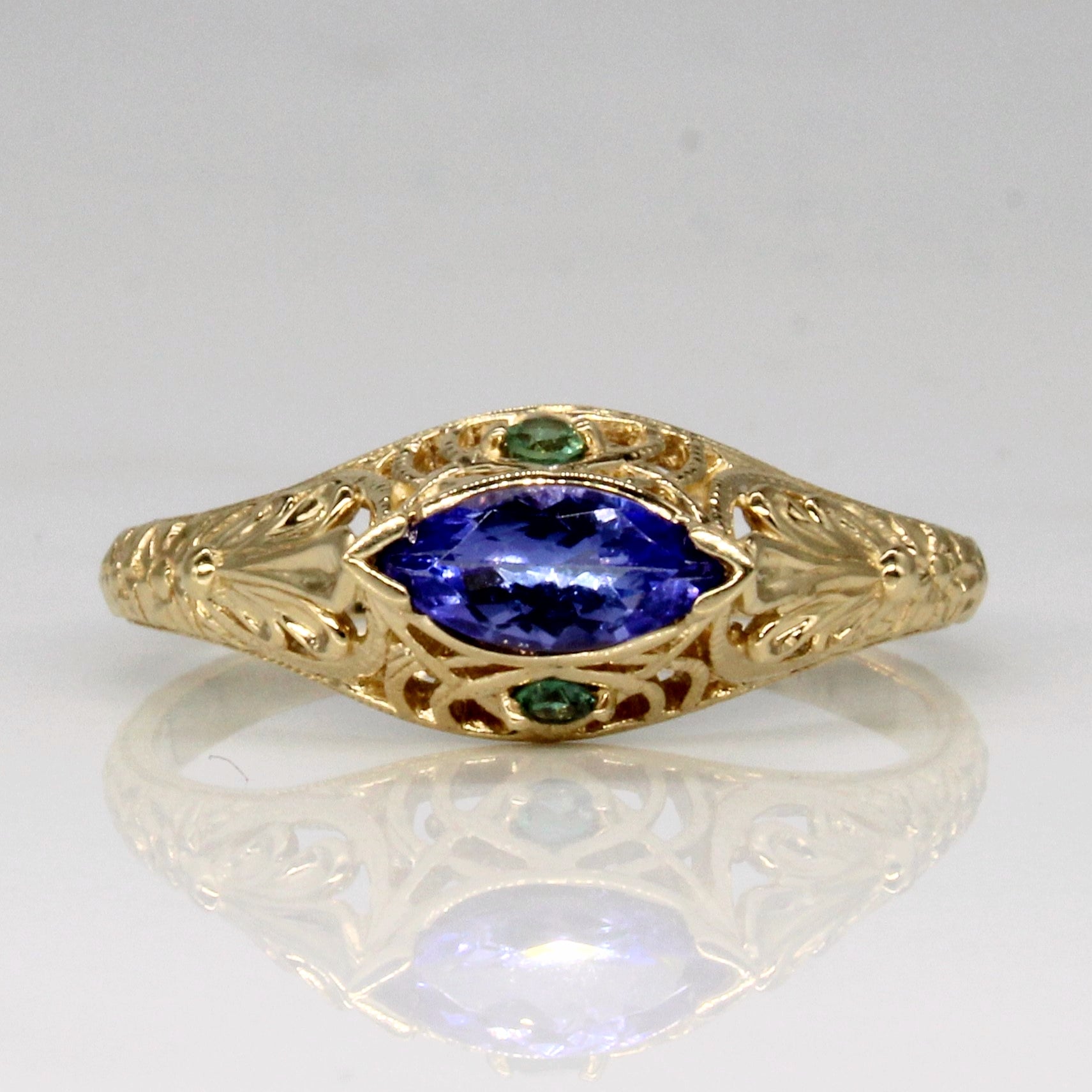 Tanzanite & Mint Sapphire Cocktail Ring | 0.48ct, 0.05ctw | SZ 9.75 |