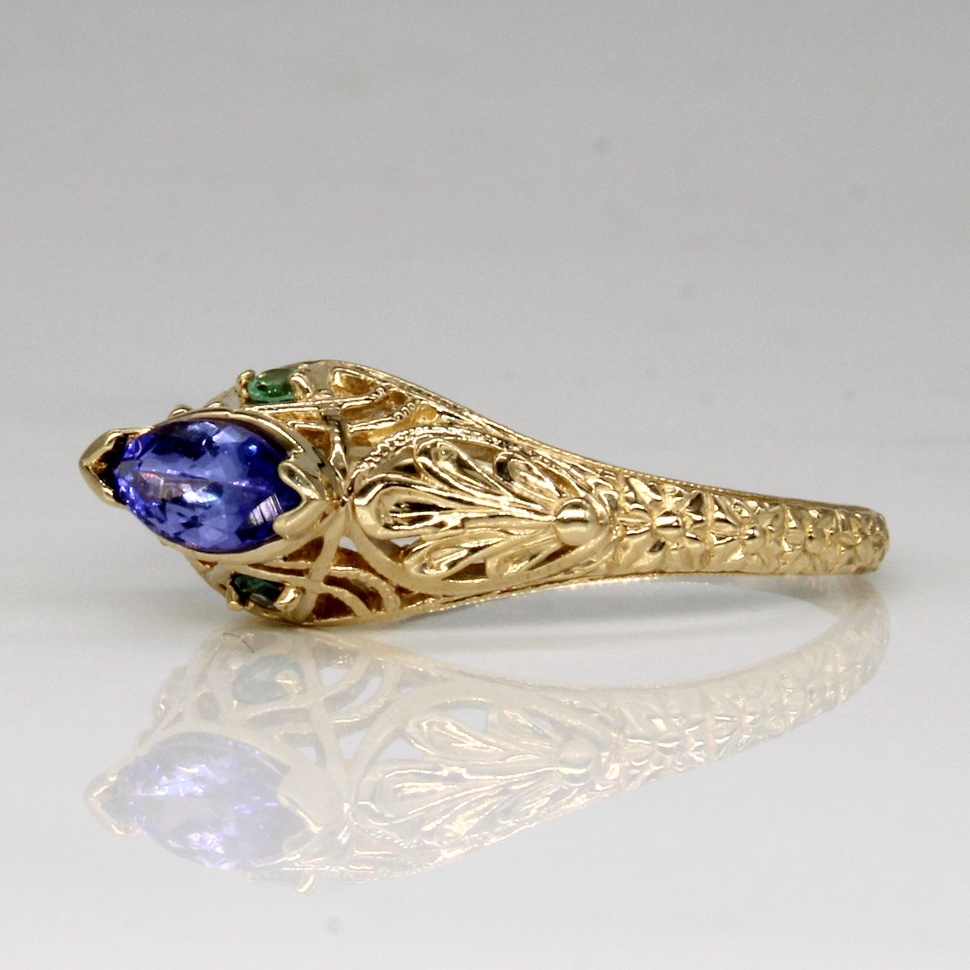 Tanzanite & Mint Sapphire Cocktail Ring | 0.48ct, 0.05ctw | SZ 9.75 |