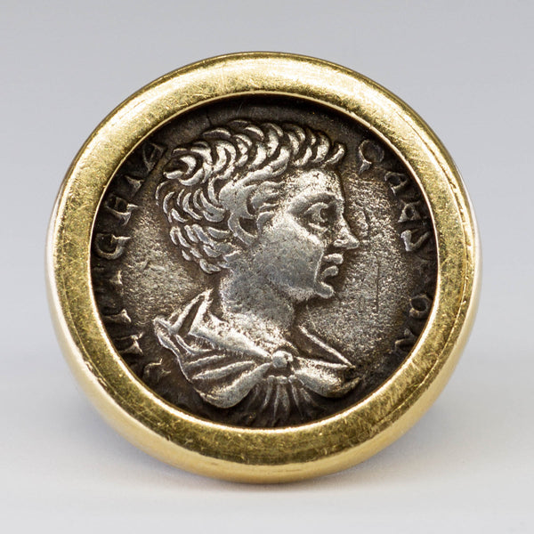18k Roman Yellow Gold Coin Ring | SZ 3.5 |