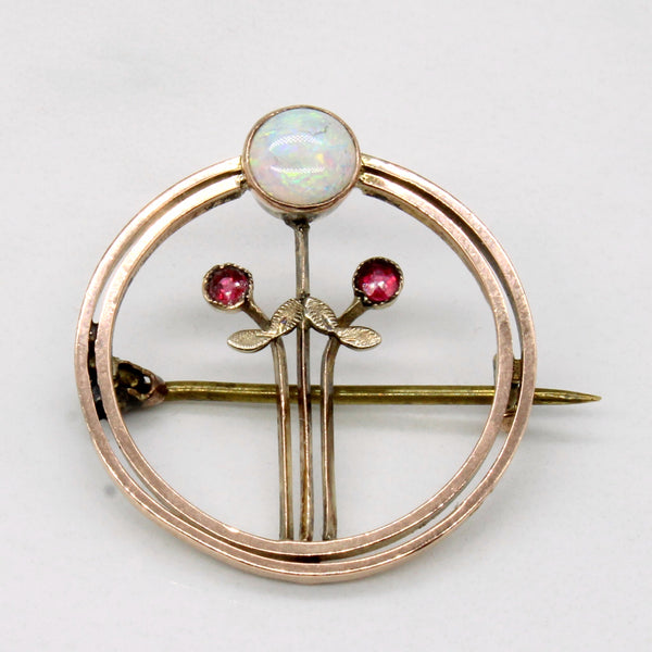Art Nouveau Opal and Ruby Brooch | 0.6ct, 0.04ct |
