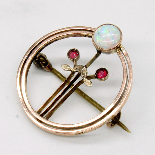 Art Nouveau Opal and Ruby Brooch | 0.6ct, 0.04ct |