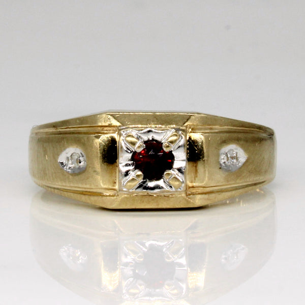 Garnet & Diamond Three Stone Ring | 0.12ct, 0.01ctw | SZ 10 |
