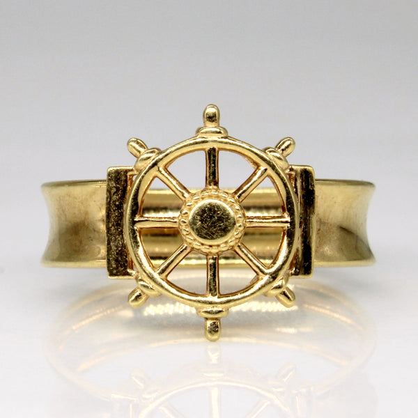 18k Yellow Gold Ship Helm Ring | SZ 7.75 |