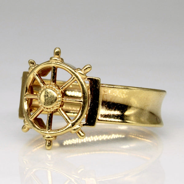 18k Yellow Gold Ship Helm Ring | SZ 7.75 |