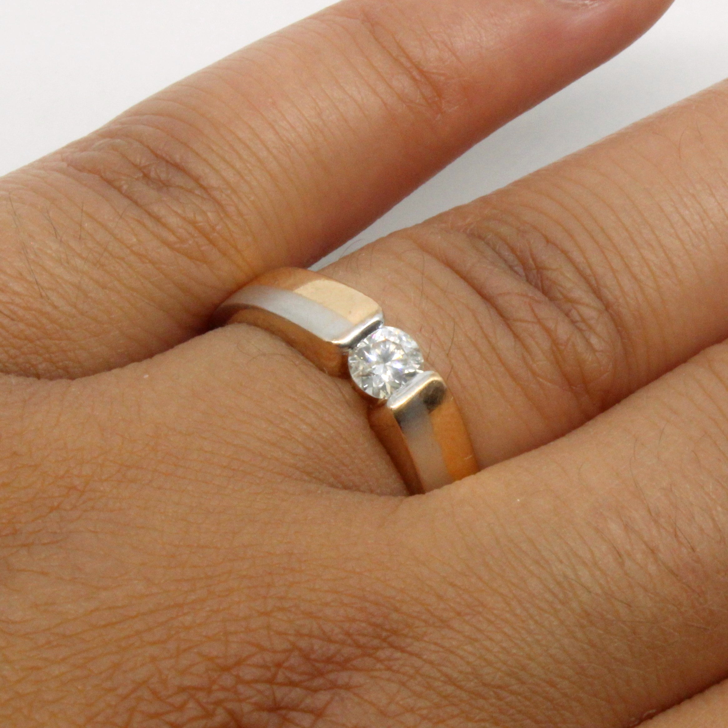 Two Tone Solitaire Diamond Ring | 0.40ctw | SZ 8.75 |