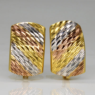 22k Tri Tone Gone Shield Earrings