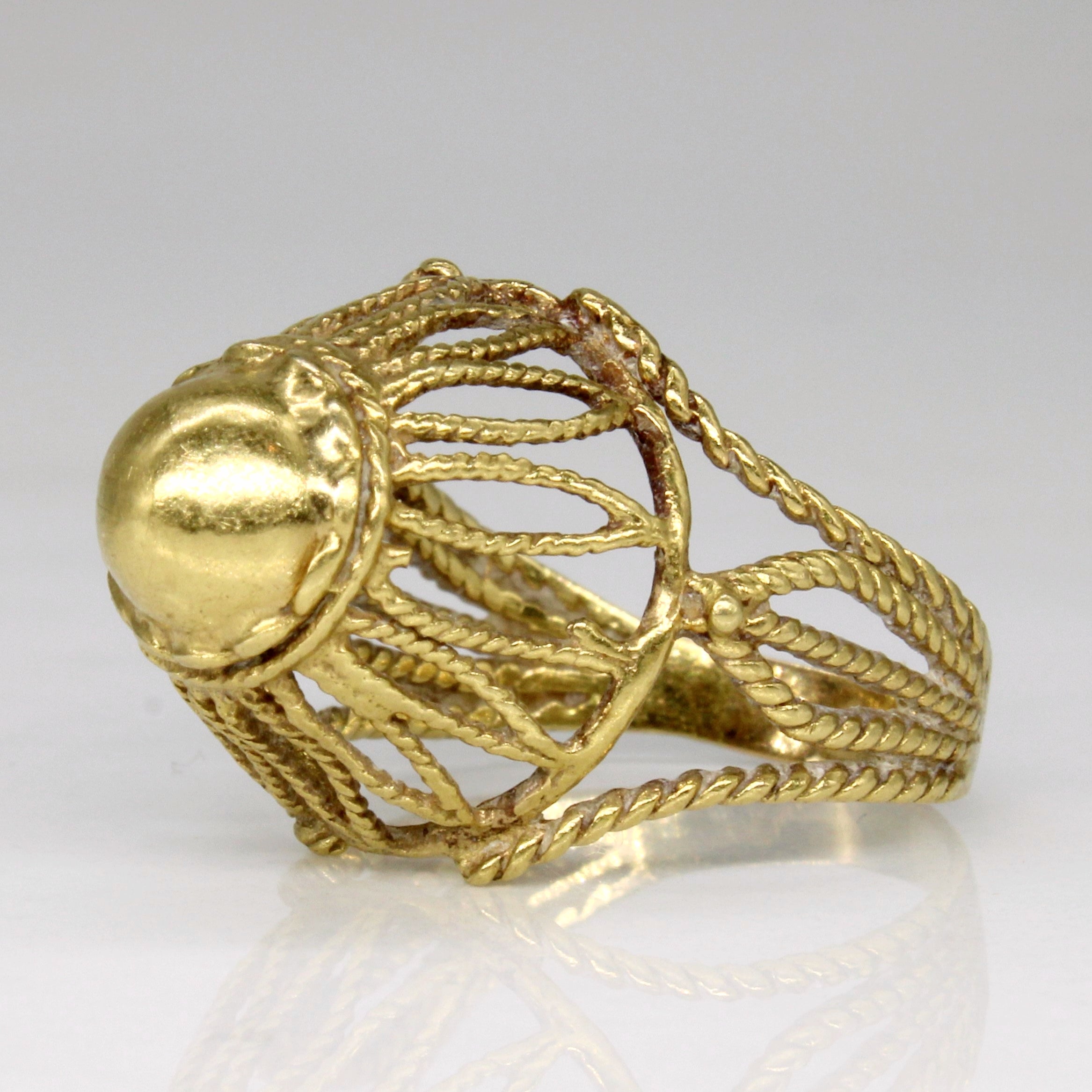 18k Yellow Gold High Set Lattice Ring | SZ 6 |