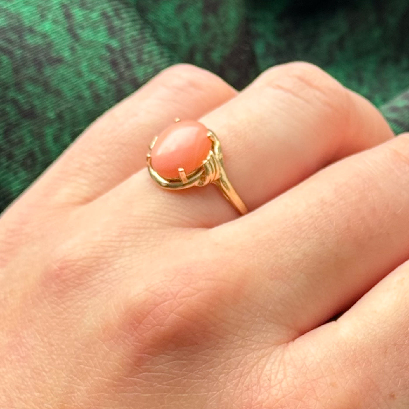 Bague cocktail en corail rose | 1,30 ct | Taille 5 | 