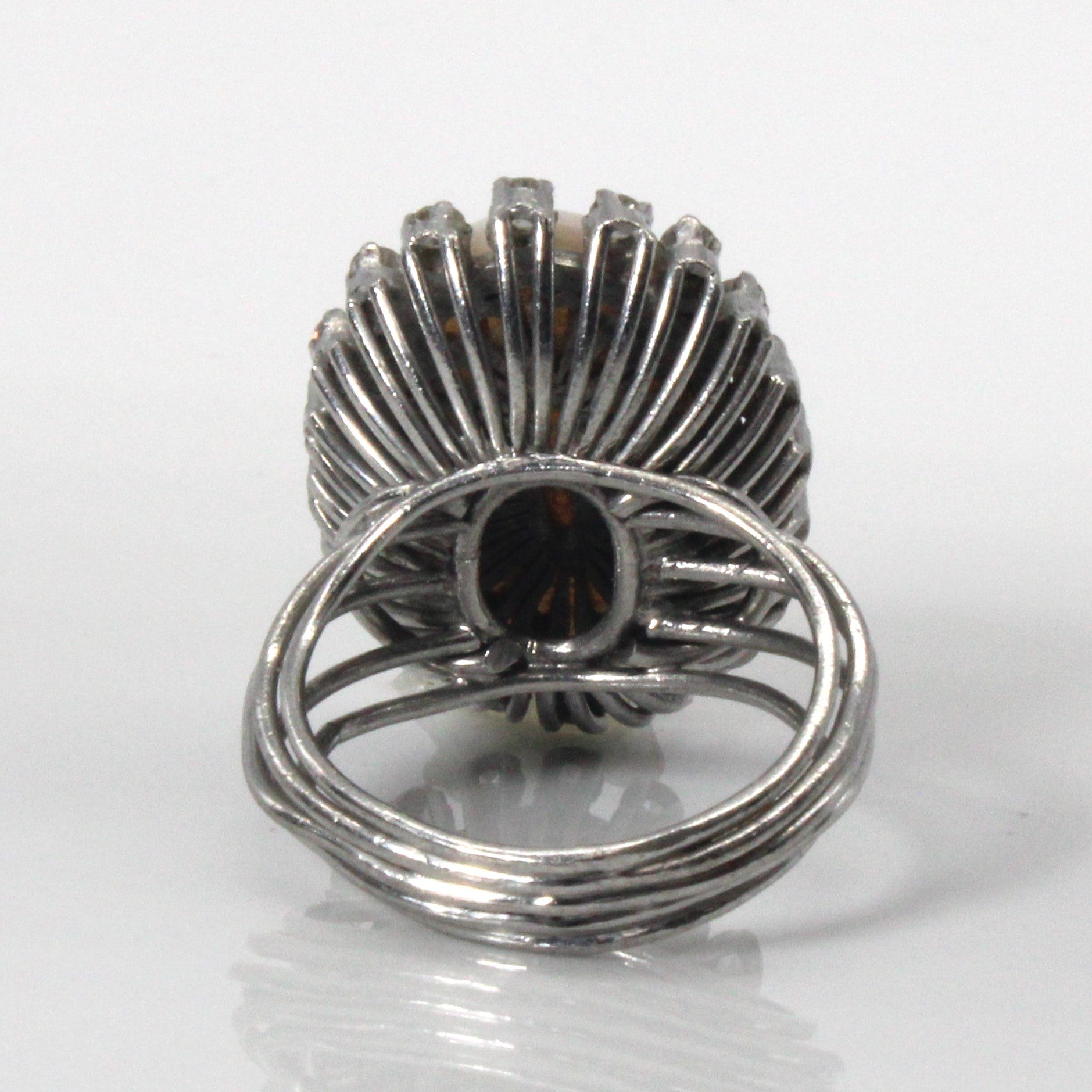Coral & Diamond Cocktail Ring | 12.50ct | 0.60ctw | SZ 6.75 |